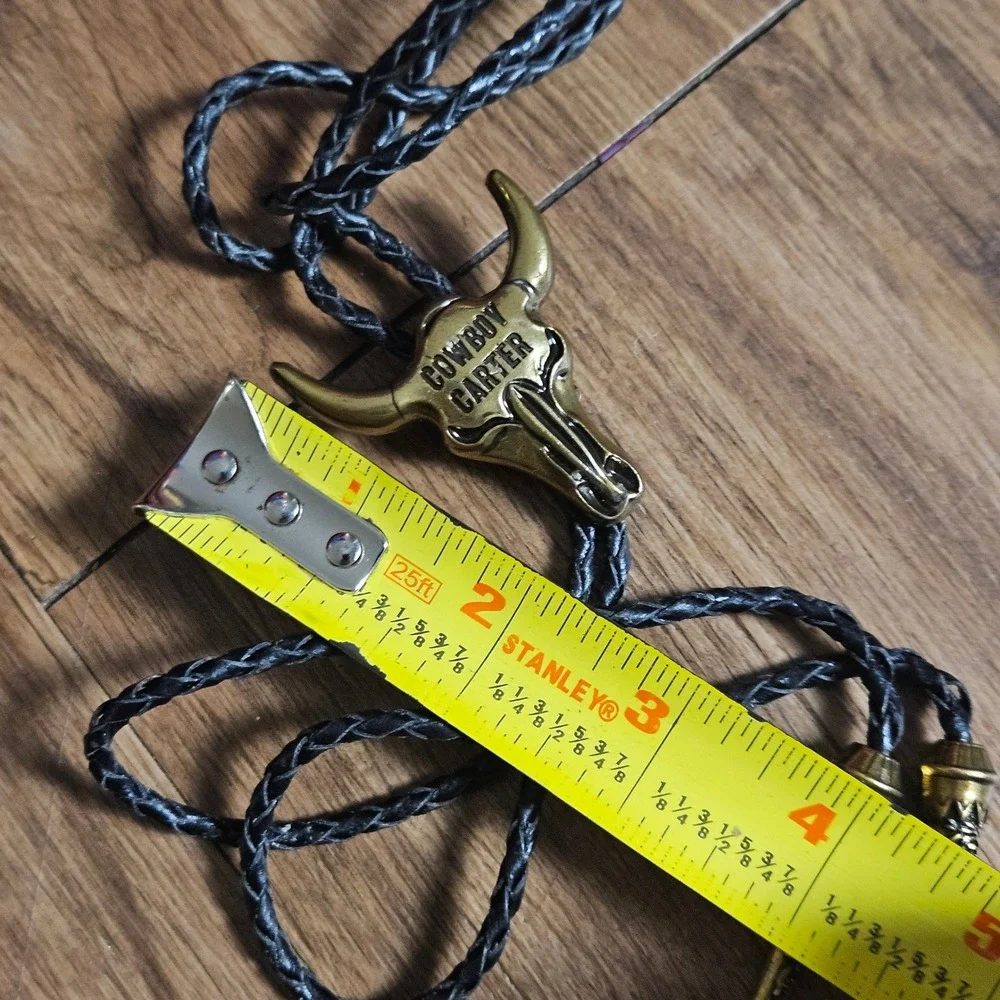 Beyonce Cowboy Carter Tour 2025 Bolo Tie Brass Bull Skull Braided Western